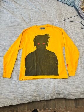 Men's Long Sleeve Graphic Tee - Yellow with Black Silhouette